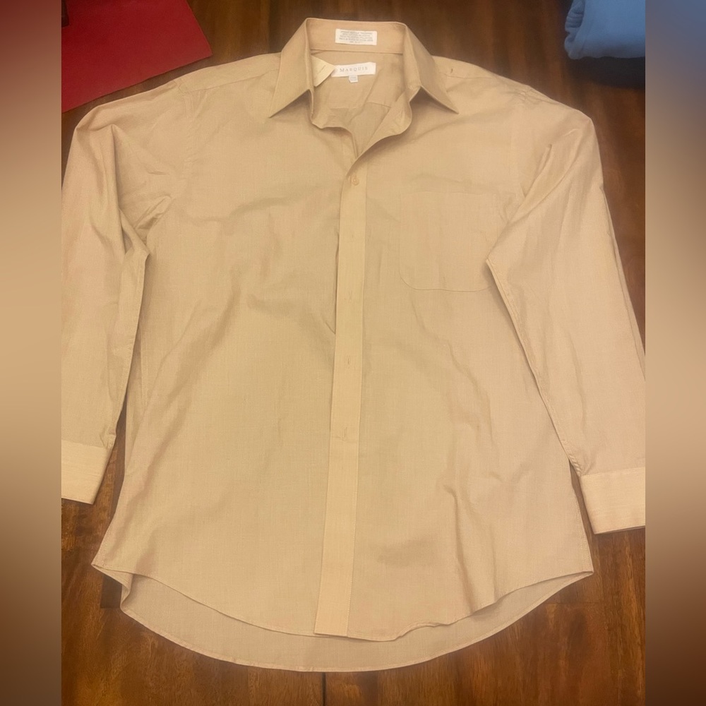 Marquise tan men’s button down dress shirt size 15.5 NWT
